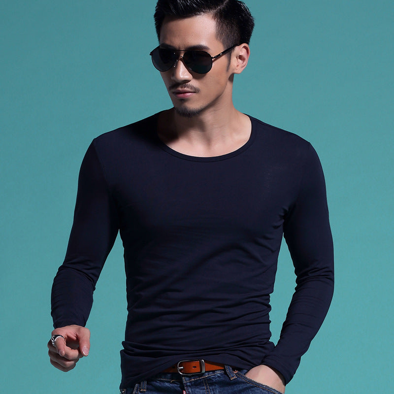 Men's Slim V-neck Bottoming Shirt Solid Color T-shirt