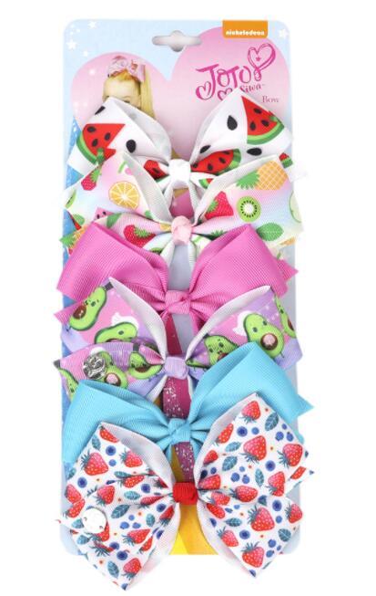 JOJO Style 5-Inch Bow Hairpin Set for Girls – 6-Piece Colorful Hair Clip Collection