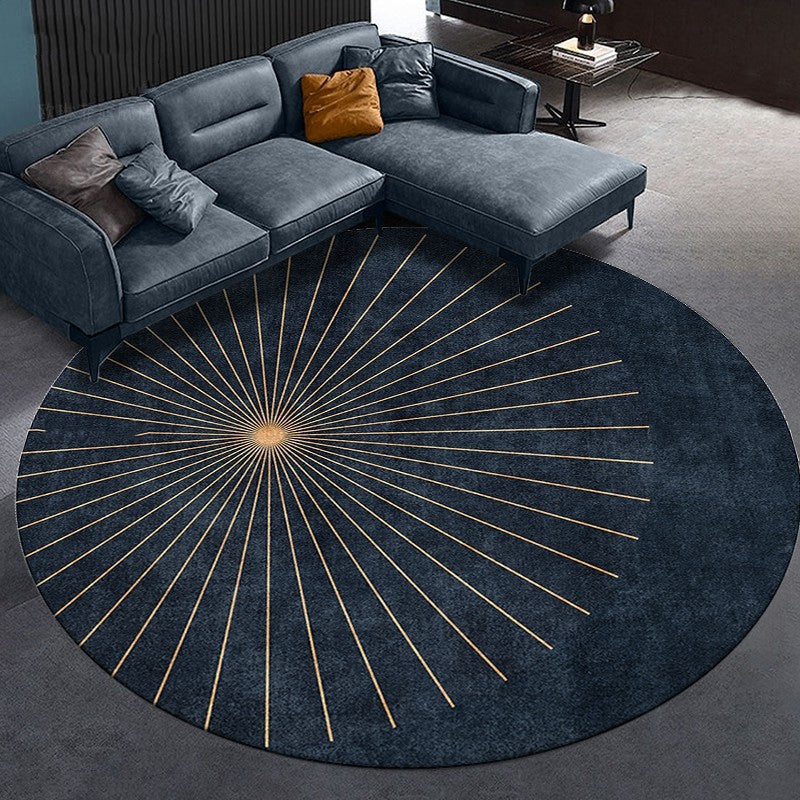 Round Geometric Office Carpet Pad – Dirt-Resistant Polyester Desk & Computer Mat