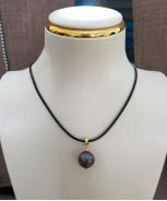 Crystal Pearl Copper Leather Cord Necklace