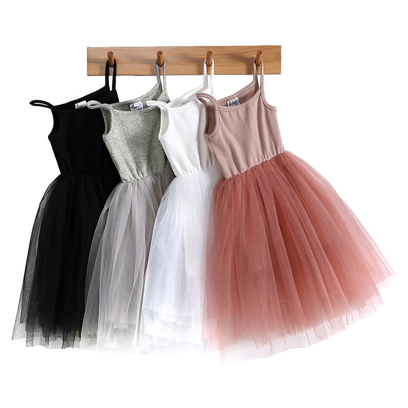 Girls' Rib Mesh Camisole Dress
