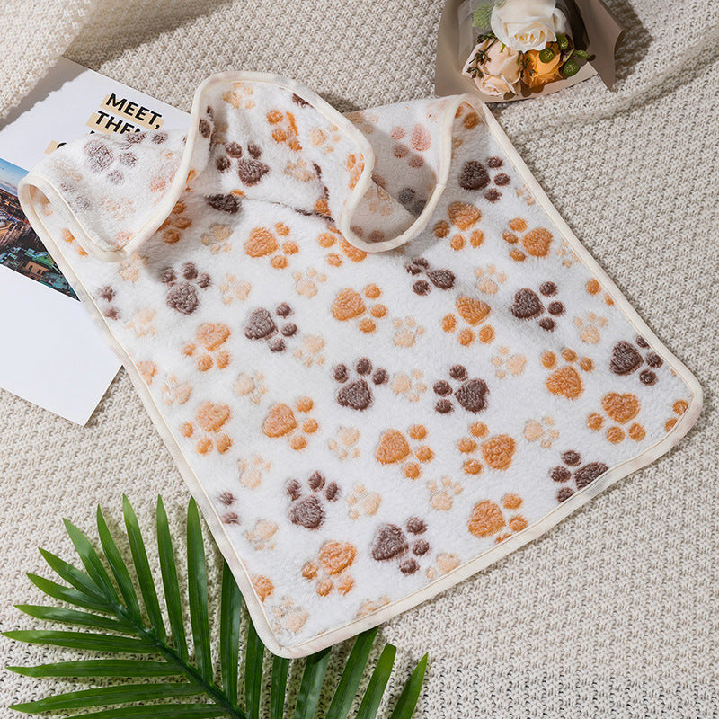 Four Seasons Blanket Thermal Coral Fleece Paw Print Dogs And Cats