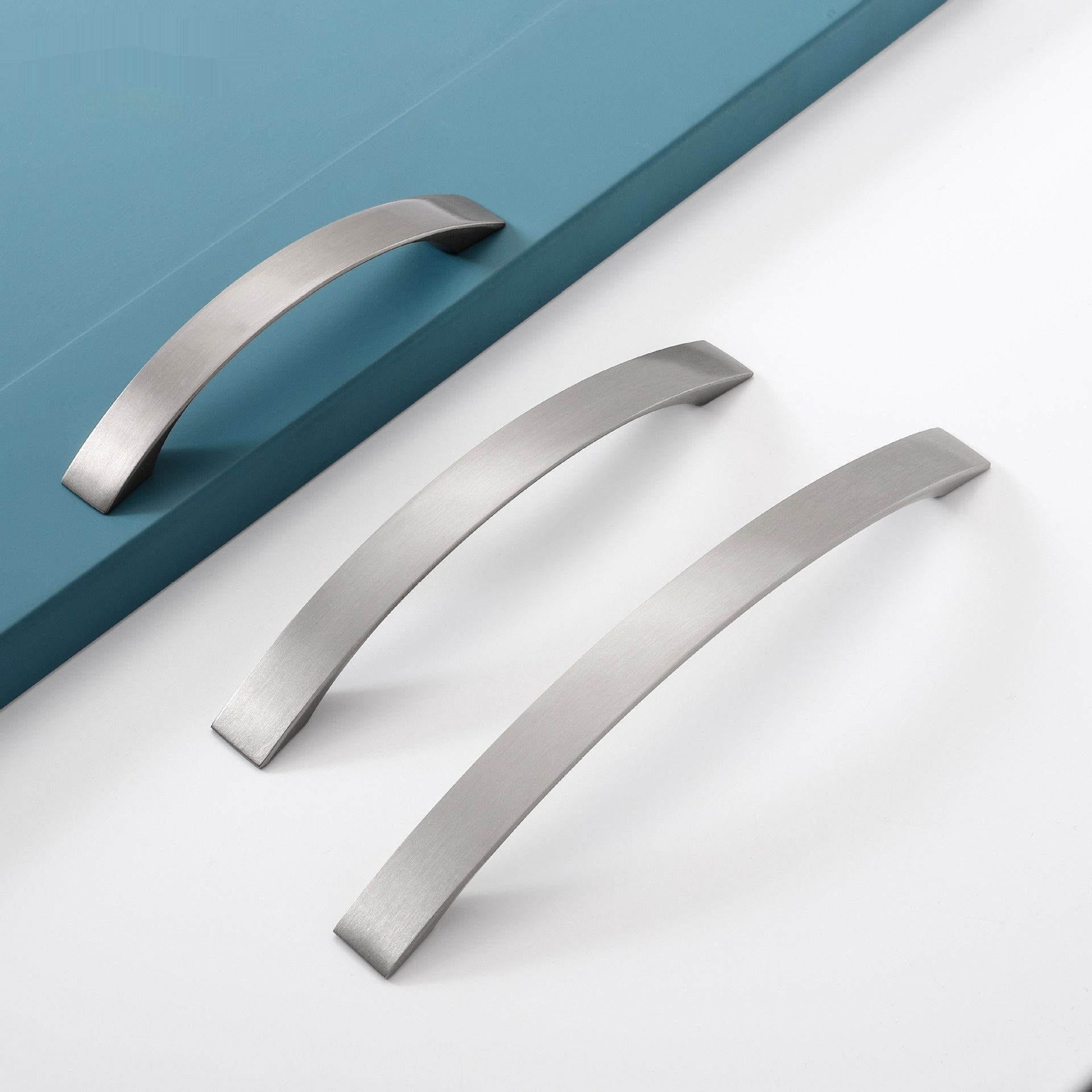 Simple Semi-arc Nickel Brushed Cabinet Chest Of Drawer Door Aluminum Alloy Handle