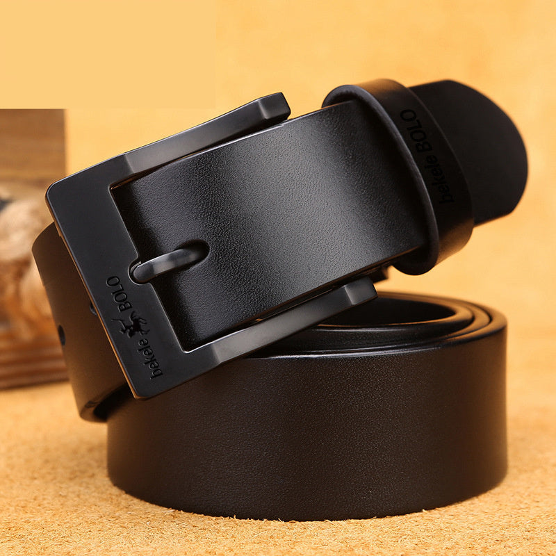 Men's Cowhide Pin Buckle Belt – Classic Single Loop
