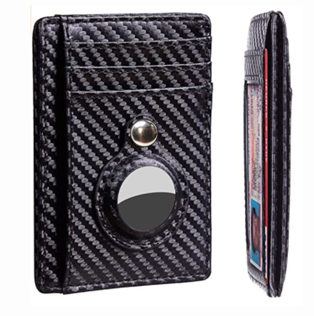 Men's Slim Leather AirTag Wallet – Anti-Theft RFID Multi-Functional Card Holder