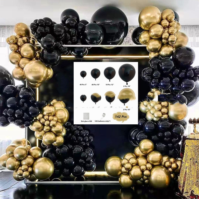 Black Gold Sequined Theme Party Balloon Set