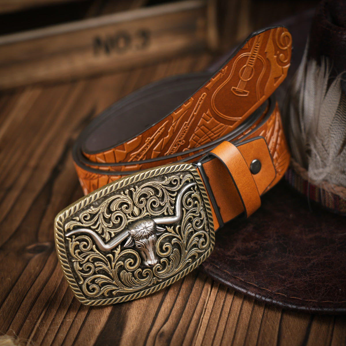 Retro Deer Embossed Belt – Imitation Leather with Buckle