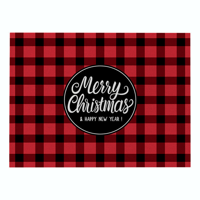 Christmas Series Cotton And Linen Placemat Dining Table Cushion Heat Proof Mat Anti-scald