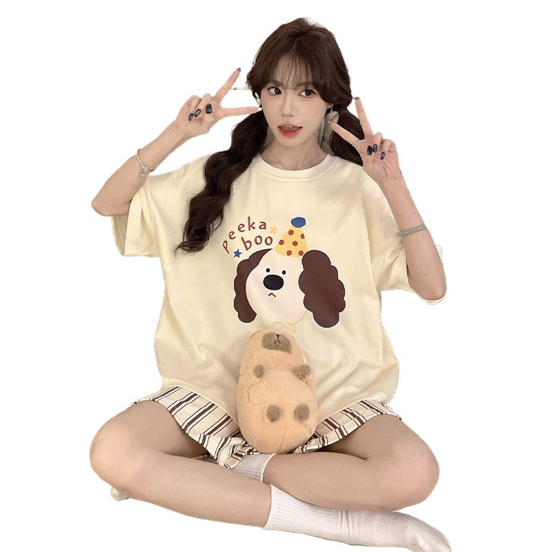Cartoon Cute Loungewear Can Be Worn Outside With Chest Pad