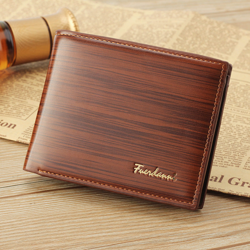 Men's Short Glossy Leather Wallet