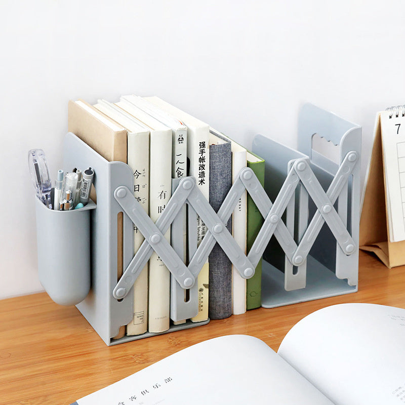 Stainless Steel Retractable Bookends With Pen Holder