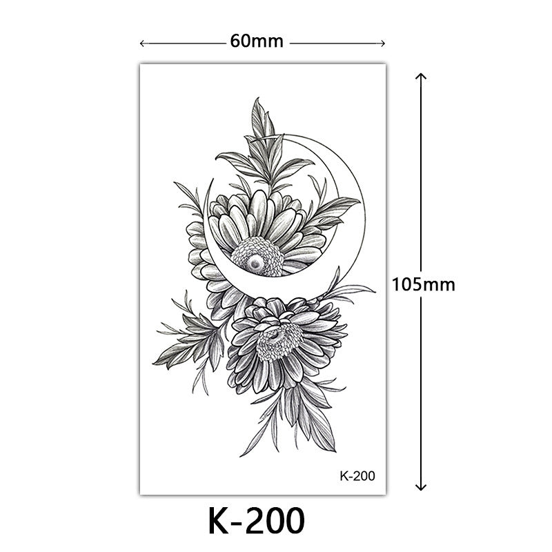 Tattoo Stickers – English Letters, Flowers, Butterfly Sketch Lines, Waterproof Temporary Tattoo