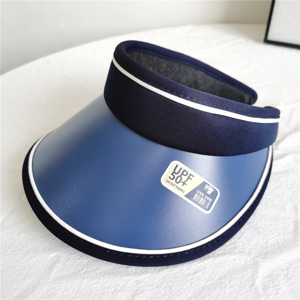 Women Summer Anti-Uv Sun Hat Wide Brim Beach Empty Top Visor Hats Adjustable Plastic Pvc Sunscreen Cap Female Outdoor Sports Cap