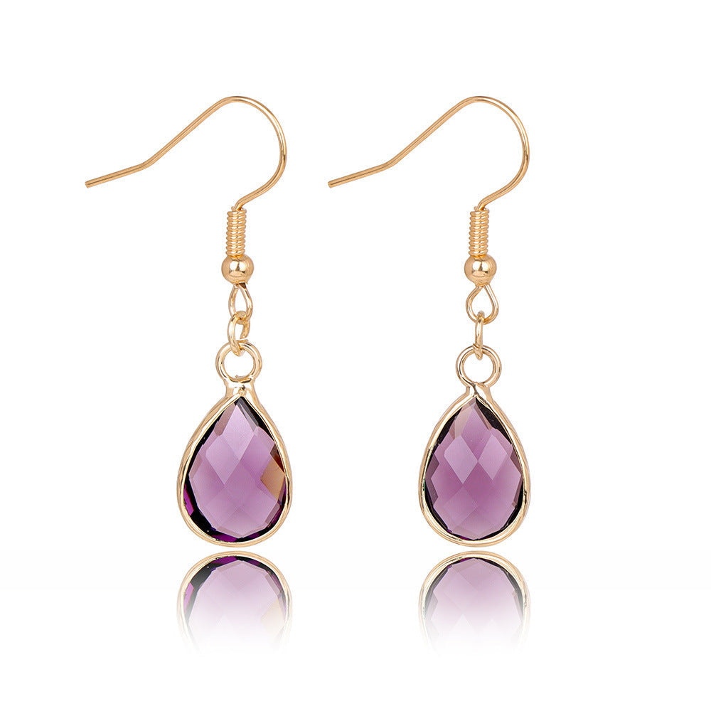Womens Geometric Stone Water Drop Pendant Earrings Classic