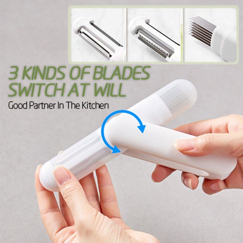 3-in-1 Rotary Paring Knife – Stainless Steel Peeler, Grater & Shredder in One