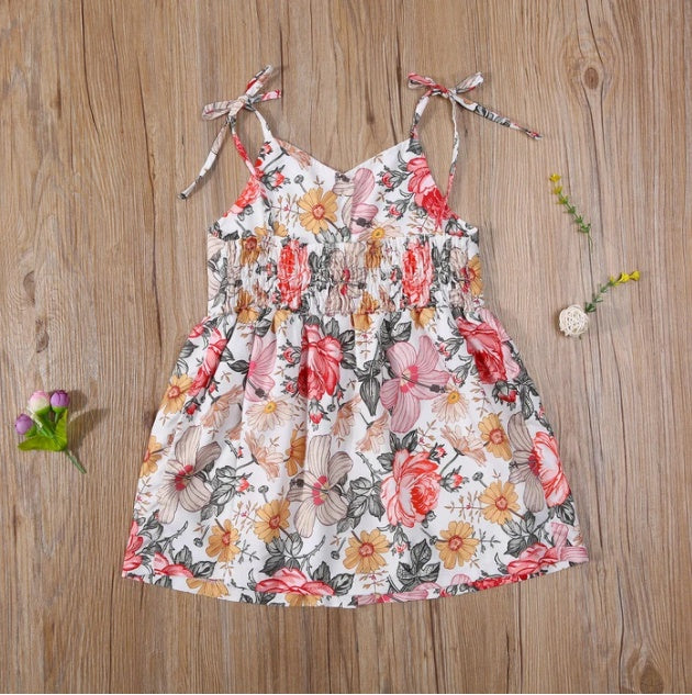 Two-piece Sling Flower Printed Romper Dress And Headband