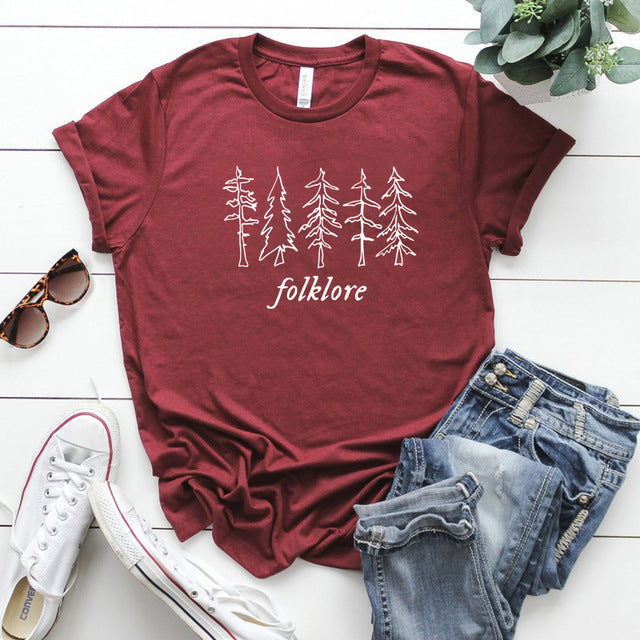Folk Women T Shirt Hip Hop Crew Neck