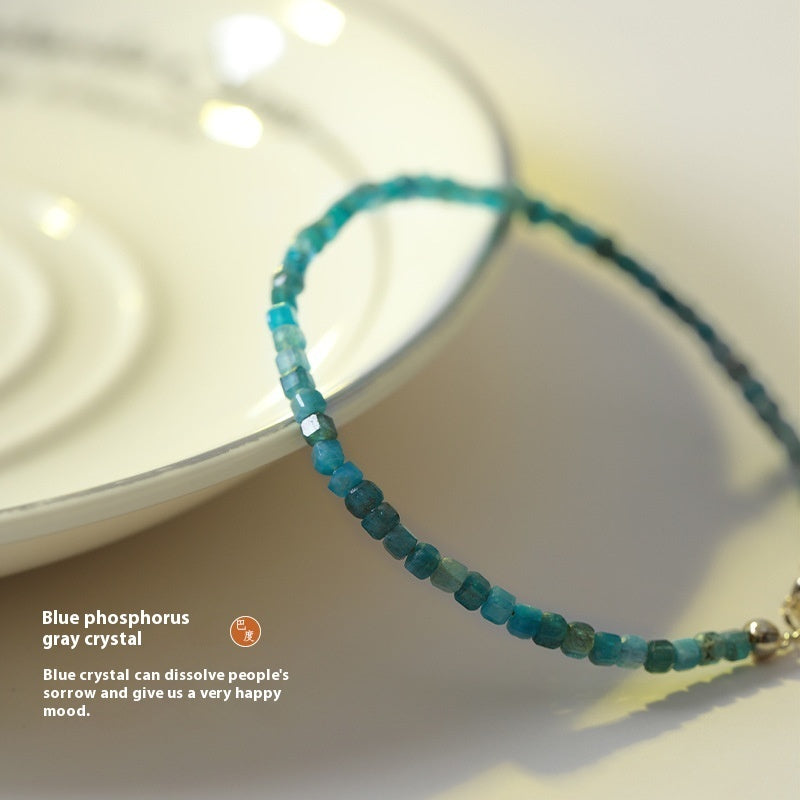 Women's Natural Blue Apatite Crystal Bracelet