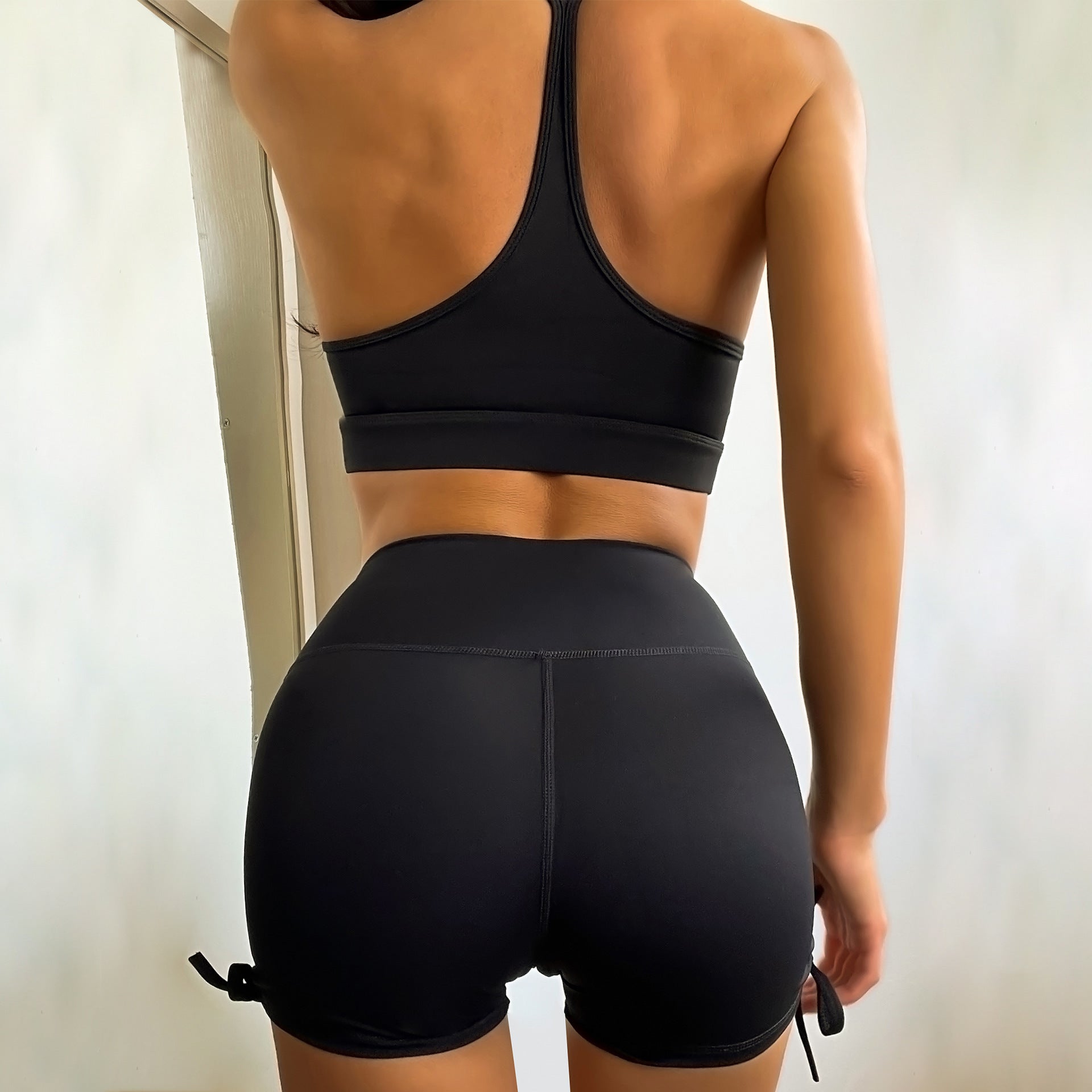 Women’s Strappy Sports Bra and High-Waist Leggings 2-Piece Set