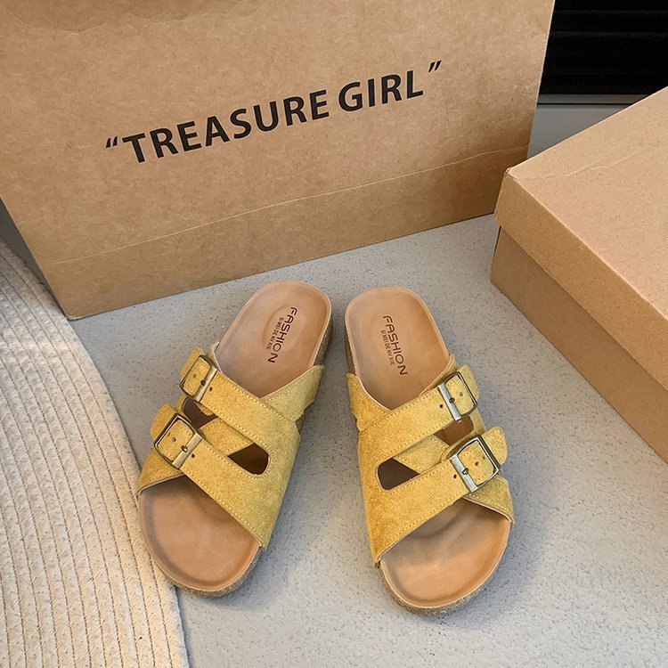 Women's Soft Leather Platform Slippers