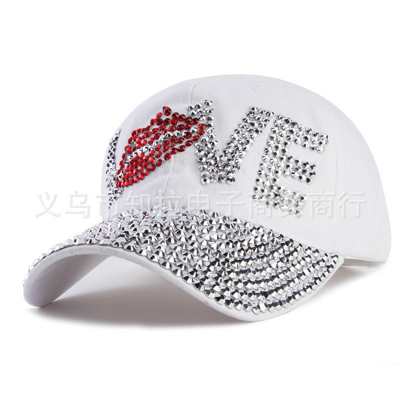 Trendy LOVE Diamond Washed Denim Hat Ladies