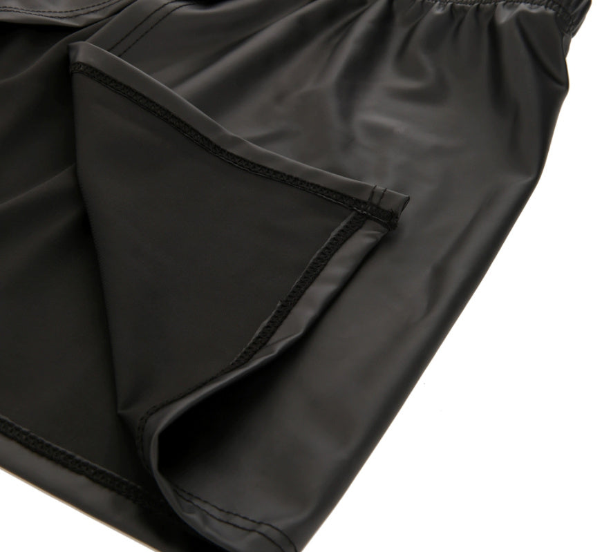 Thin Faux Leather Solid Color Side-opening Pajama Pants