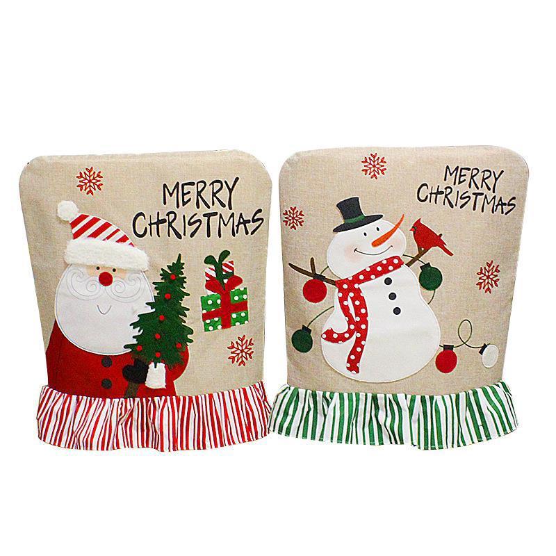Linen Christmas Embroidered Lace Chair Cover