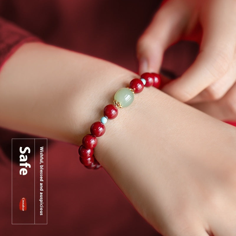 Cinnabar Hetian Jade Beads Cinnabar Bracelet