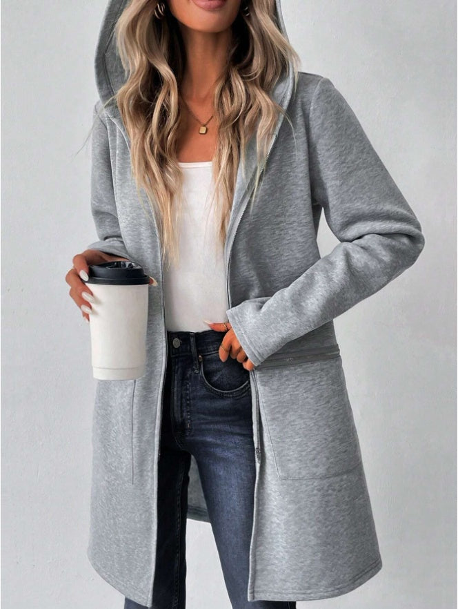 Women's Autumn Long Sleeve Hoodie Jacket, Drop Shoulder