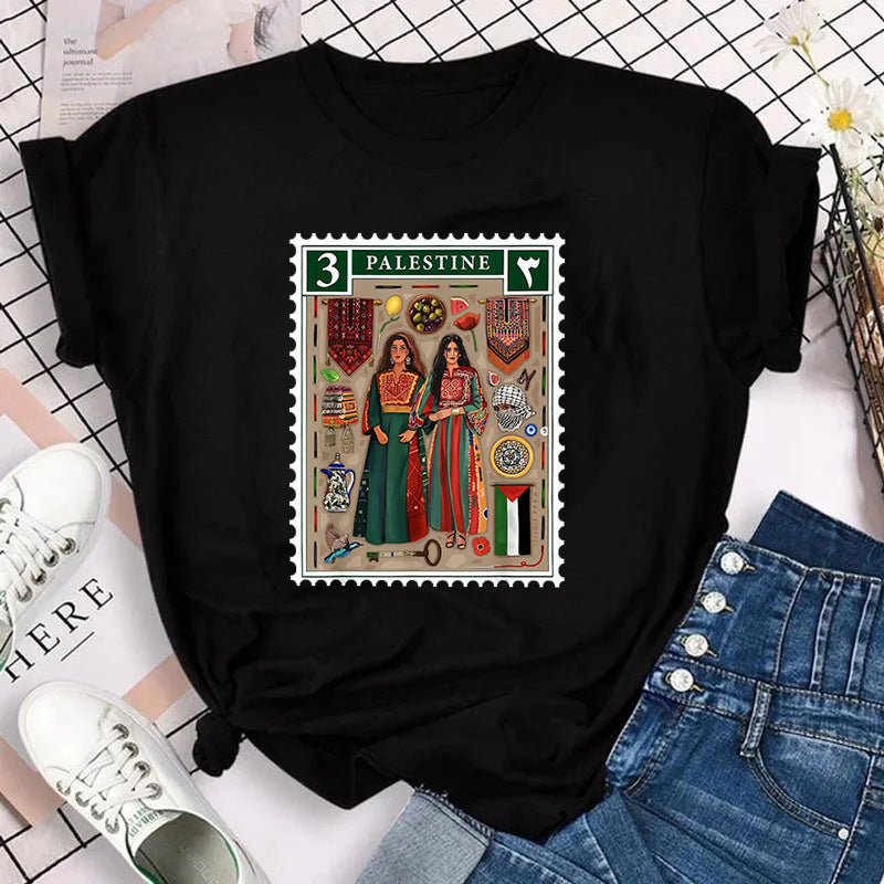 Women's Pullover Cotton Tee Palestine Stamp