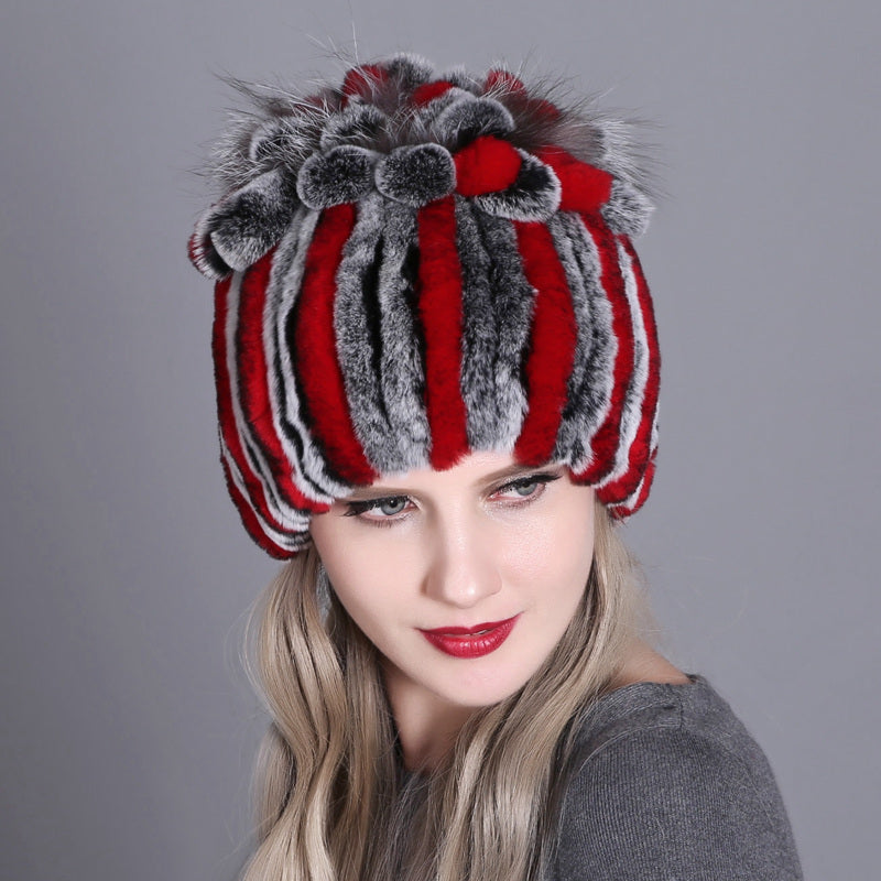 Colorful Korean-Style Women’s Warm Thick Fur Knitted Hat