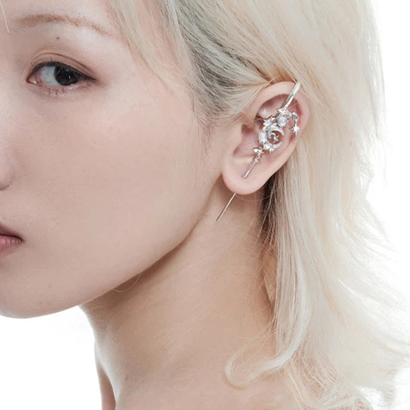 Creative Star Moon Diamond Geometric Fashion Stud Earrings