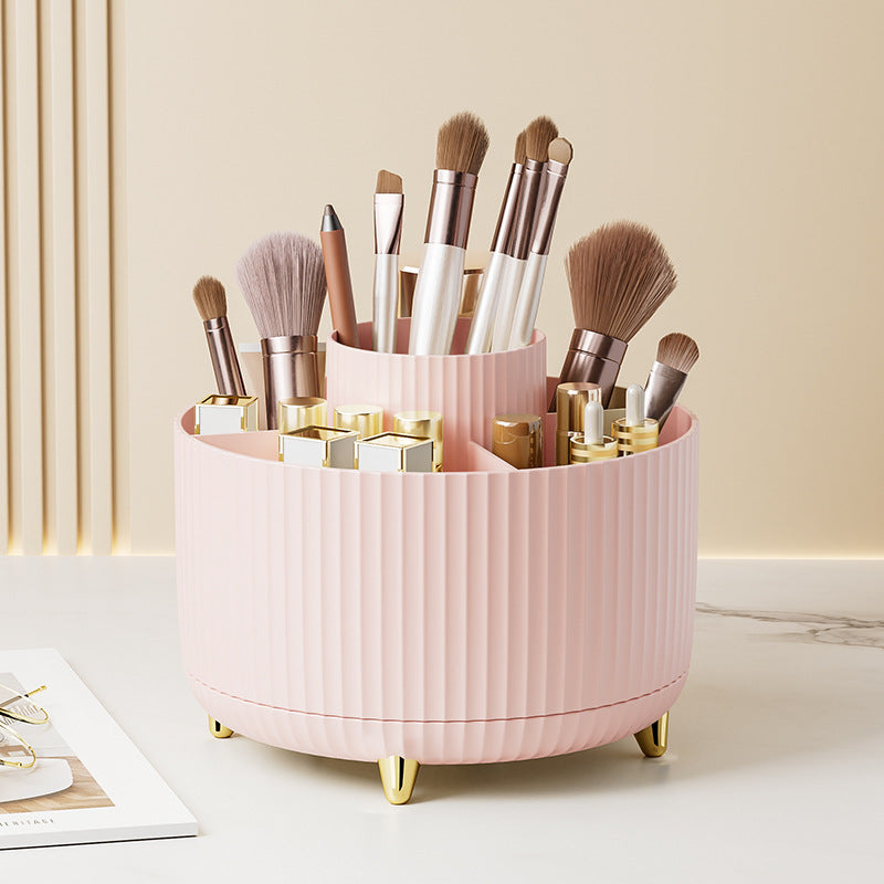 Desktop Swivel Makeup Brush Organizer – Rotating Cosmetic Storage Holder