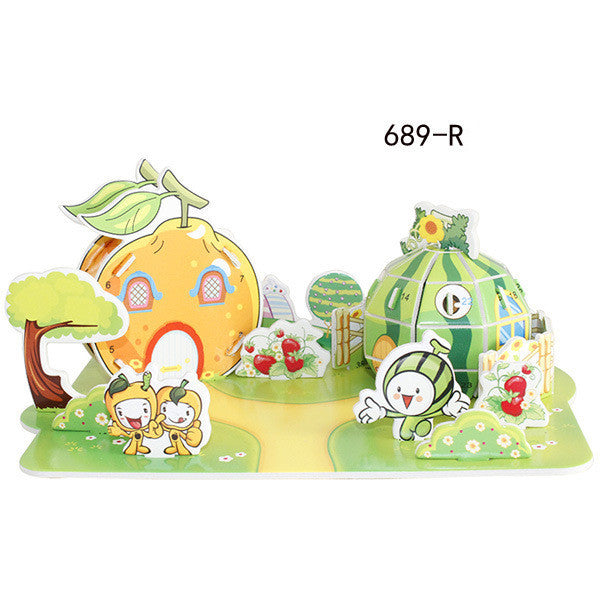 Children's 3D Three Dimensional Puzzle Paper Educational Toys Diy Building Hut