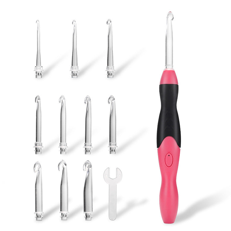 Rechargeable Light Crochet Hook with Interchangeable Head – Knitting and Crochet Tool Set
