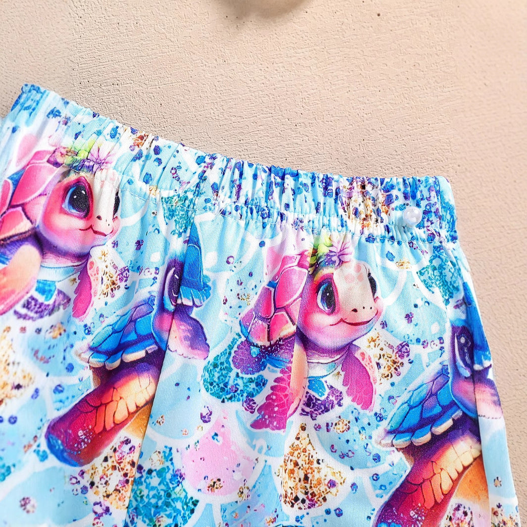 Girls' Short-sleeved T-shirt Animal Shorts Suit