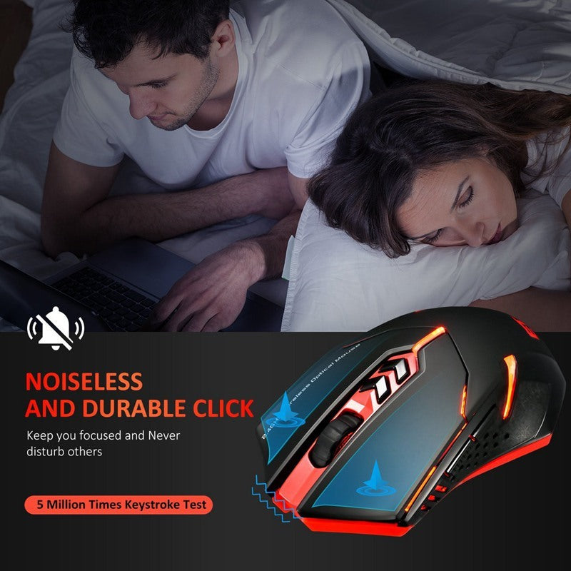 Silent Wireless Mouse with LED Backlight – Power-Saving, Rechargeable, 2.4G/Bluetooth