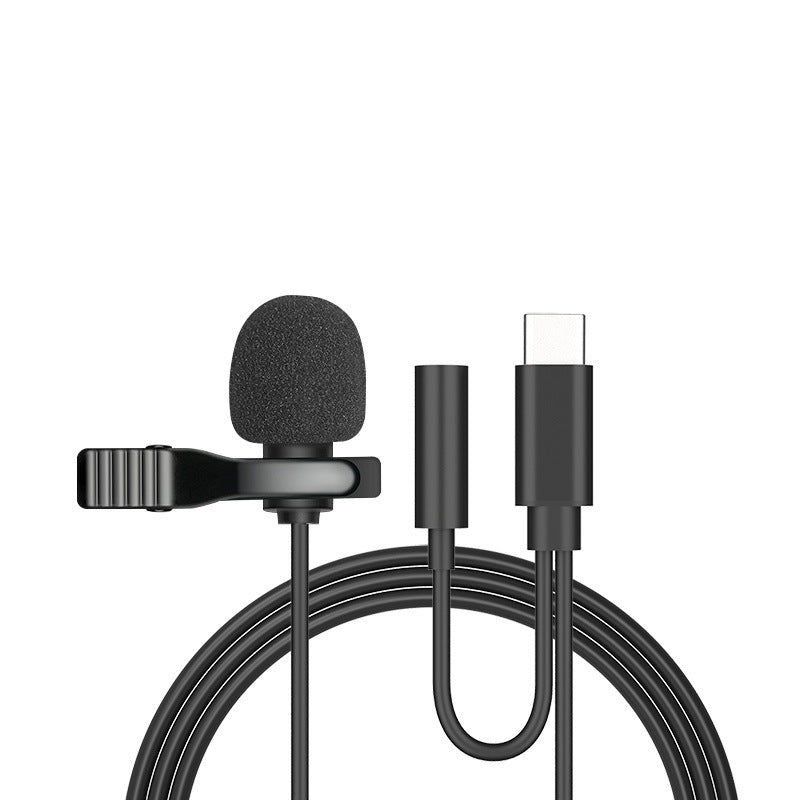 Metal Lavalier One-point Two-amplifier Microphone Mini Live Recording Collar Clip Earphone Microphone