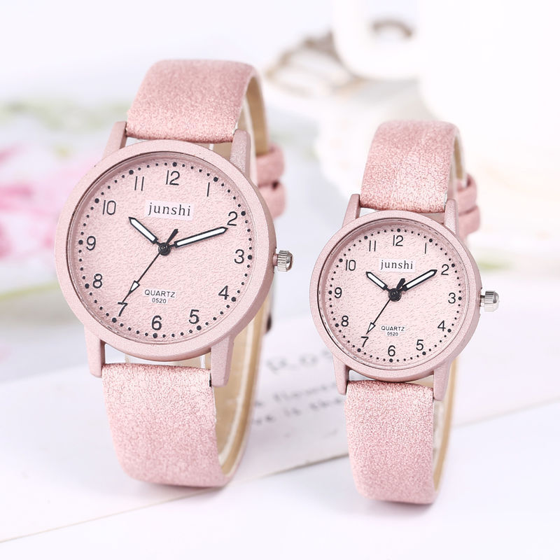 Casual Round Dial Couple’s Quartz Watches with PU Strap