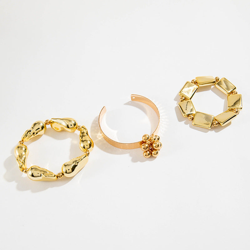 Unisex Punk Iron Bracelet – Multi-Layer Open Geometric Design