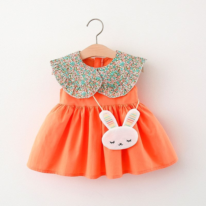 Girls' Sleeveless Dress New Fashionable Solid Color
