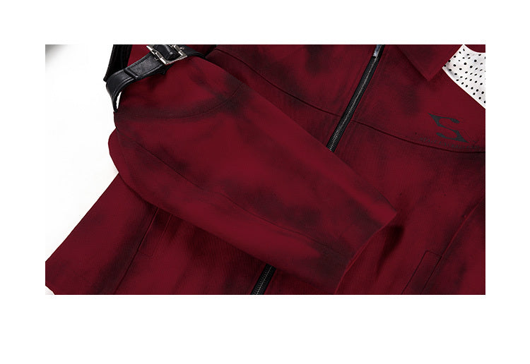 Red Dirty Dyed Short Denim Coat