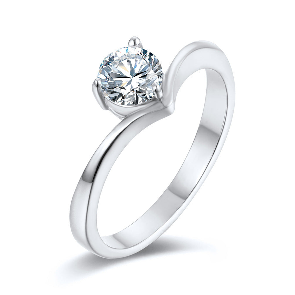 Titanium Steel Inlaid Zircon Wedding Engagement Ring