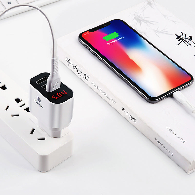 Mirror Lake Travel Charger 3USB Smart Digital Display 3.4A Universal Travel Charger For Mobile Phone