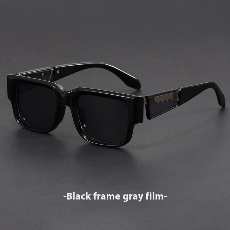 Gray Blue Square Thick Frame UV-Proof Retro Sunglasses