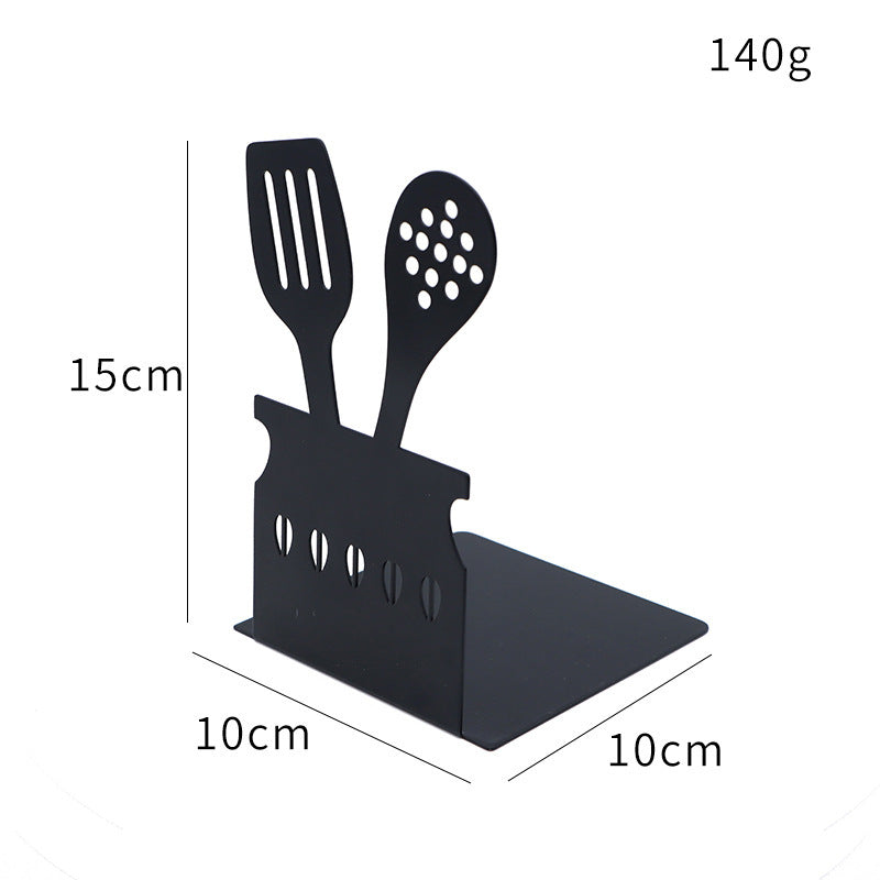 Metal Hollowed Out L Kitchen Ware Style Bookend Table Top