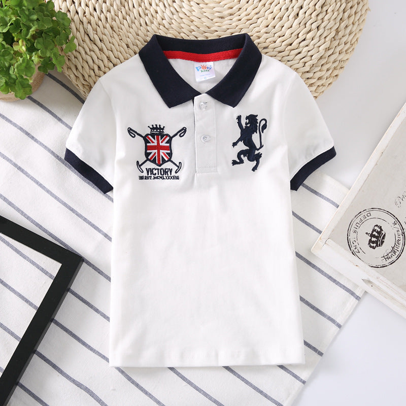 Boys Korean Short Sleeve Moisture Wicking Polo Shirt