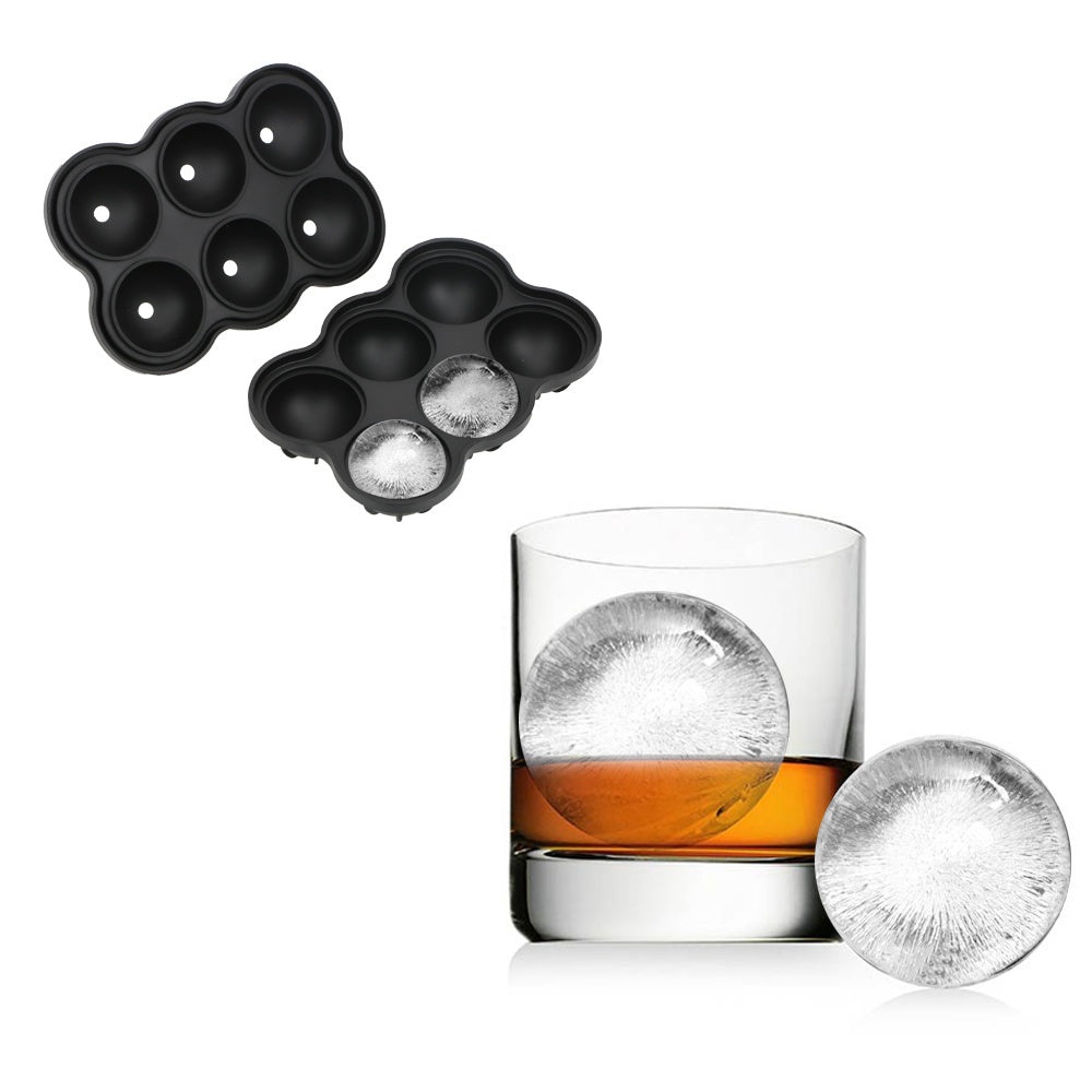 Large Ice Cube Maker – 6-Cell Silicone Ice Ball Tray for Whiskey, Cocktails & More