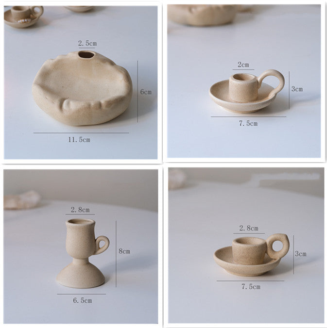 Retro Ceramic Plain Candlestick Ornament Nordic Style Simple