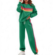 Unisex Round Neck Relaxed Striped Polyester Sweater Pants